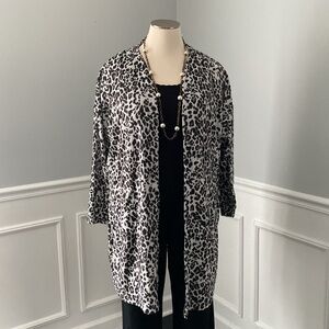 French Laundry Leopard Open Front Long Cardigan